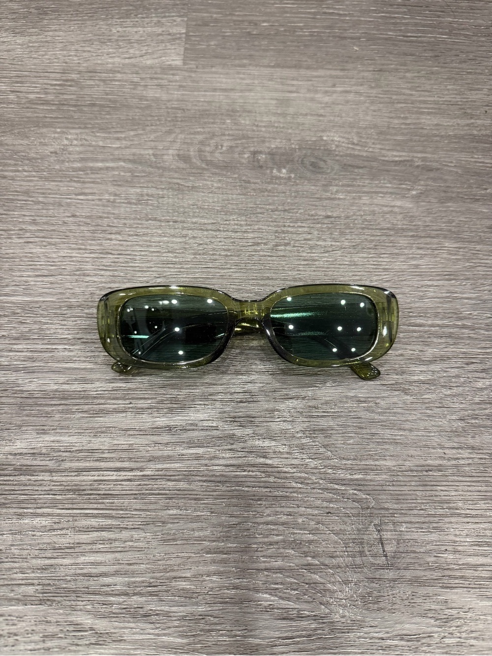 Green Rectangular Sunglasses - Translucent Olive Frame